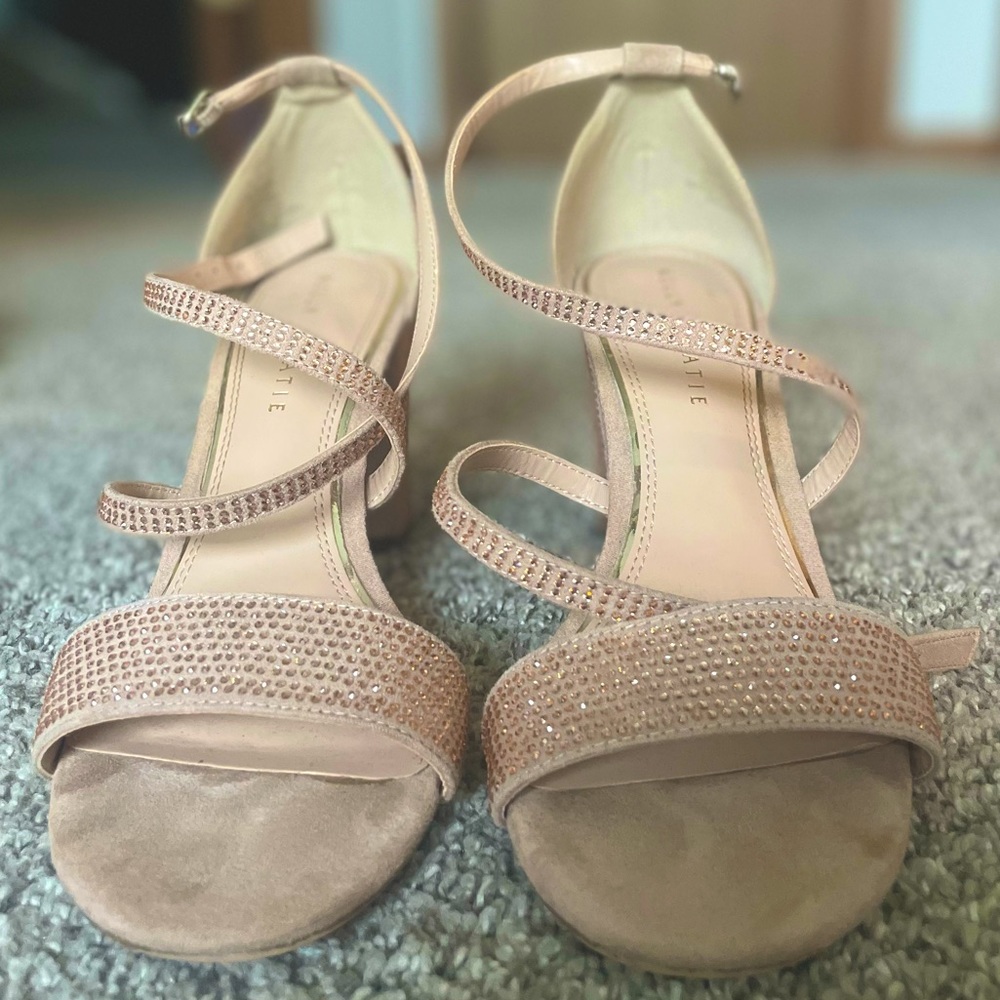 Rose gold sparkly heeled sandal